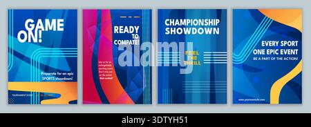 Sport event brochure template set with modern abstract layout for tournament promotion Stock Vector