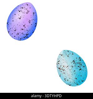 Easter eggs violet and blue colour with splashes beautiful seamless pattern. Digital watercolor hand drawn. For fabric, textiles, wrappers, covers, wo Stock Photo