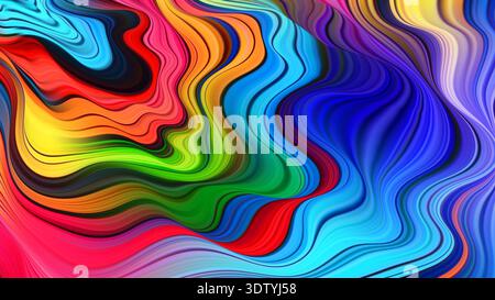 Blue red flowing layered waves bg. Paper cut shapes texture. Stock Vector