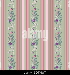 Pastel Stripe Vine Ornament Print Stock Vector