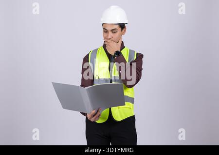 Engineer using laptop for construction project planning Stock Photo