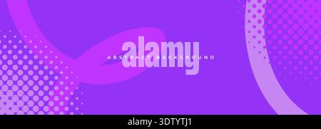 Purple halftone wave on abstract background, bold neon crescent shapes with dotted texture, smooth gradient flow, playful dynamic mood, subtle Stock Vector