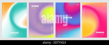 Abstract posters with fluid gradient and texture. Stock Vector