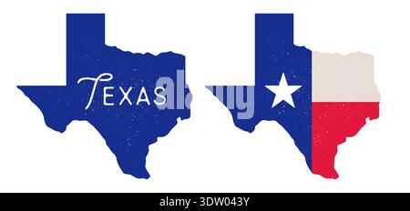 Texas state map silhouette, lone star state symbol Stock Vector