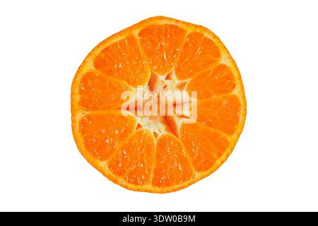 Mandarin orange half isolated on white background Stock Photo