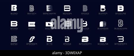 Modern Geometric Minimalist Abstract Creative Branding, Business Identity Design. Letters B Logo Concept Monogram Set for Startups, Businesses Stock Vector