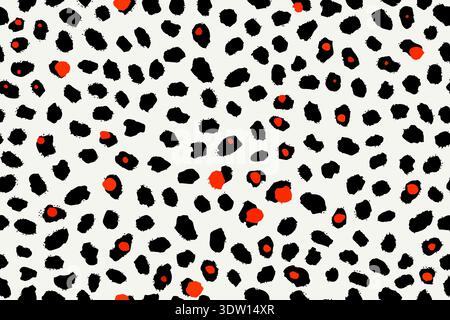 Artistic stylish seamless vector repeating leopard animal skin, black and white. Stock Vector