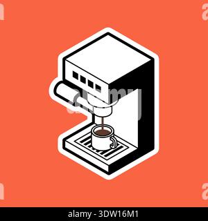 Modern drip coffee maker machine with a glass pot sign. Kitchen appliance for brewing fresh coffee at home or office. Flat vector illustration isolate Stock Vector