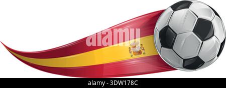 Soccer ball with the colors of the Spain flag, realistic effect. vector illustration, isolated on white background Stock Vector
