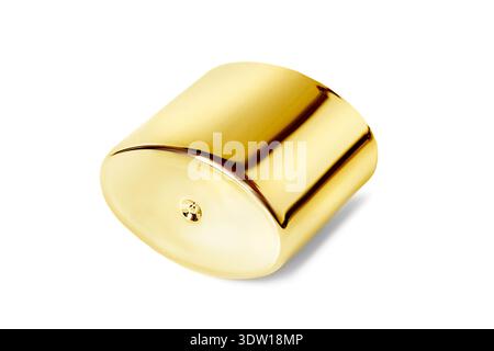 Golden cylinder shape bottle cap isolated on white background Stock Photo