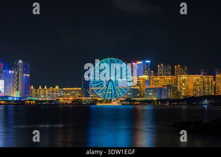 Shenzhen, China - November 04.2023: The skyline of the modern city Shenzhen with its financial and business center viewed from the Shenzhen Bay. Stock Photo