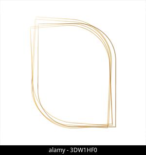 Multiple thin, golden-brown watercolor lines form an abstract, curved frame. The artistic border creates a delicate and elegant design on a clean white background, perfect for invitations or text. Stock Vector