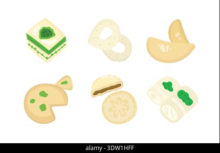 Oriental sweets set for Eid stickers or arab restaurant decor Stock Vector