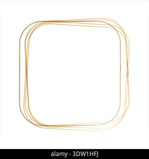 A watercolor style golden frame with rounded rectangular shape is featured. Multiple thin lines create a hand drawn effect on a plain white background. This design offers a decorative border. Stock Vector