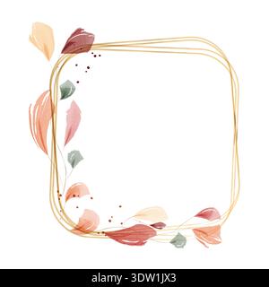 A decorative rounded rectangular frame formed by thin golden lines. Stock Vector