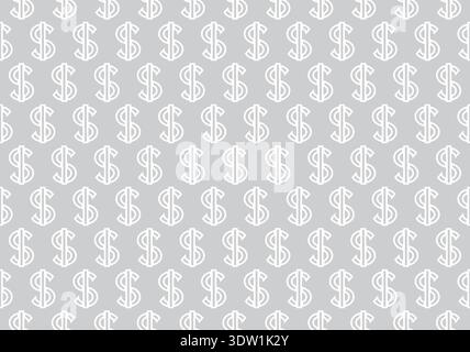 Abstract geometric pattern with dollars. A seamless vector background. White and grey ornament. Graphic modern pattern. Simple lattice graphic design - Vector illustration Stock Vector