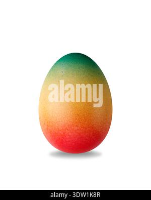 Painted colourful natural easter chicken egg isolated on white background. One egg closeup Stock Photo