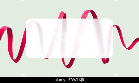 Stylish blank frame with red ribbon. Modern background design. Ideal for promotions or messages. Vector illustration. Stock Vector