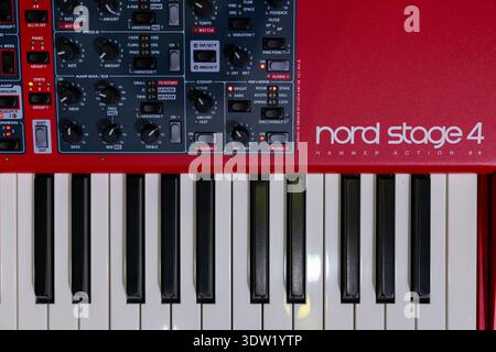 Lviv, Ukraine - February 23, 2026: Nord Stage 4 Professional Digital Stage Piano and Synthesizer in Studio Stock Photo