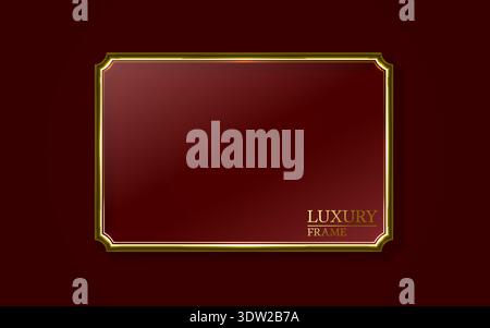 Elegant golden frame with a rich dark red interior, set against a luxurious background, ideal for premium design. Vector illustration. Stock Vector
