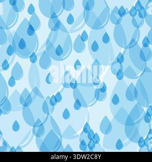 Seamless background of transparent water droplets. A composition for posters, banners, covers, wallpapers, screensavers and creative ideas Stock Vector