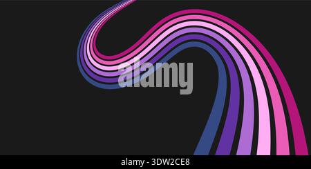 Colorful linear pattern of colored lines on a black background in retro style. Abstract background for creative design Stock Vector