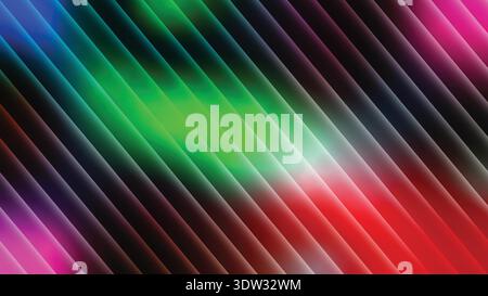Vibrant diagonal light streaks with gradient pink, green, and purple overlays forming dynamic abstract background -Background vector Stock Vector