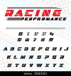 Sport race alphabet outline and flat Stock Vector
