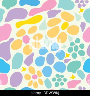 deformed shapes colorful abstract seamless pattern. Colorful abstract shapes on white background seamless pattern. Good for tiles, decoration, textile. Stock Vector
