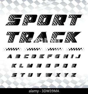 Sport race alphabet checkered Stock Vector