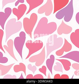 abstract shaped hearts in different tints and shades seamless pattern. Hand drawn hearts collection seamless pattern. Stock Vector