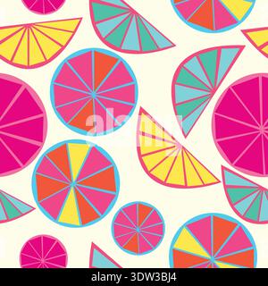 colorful exotic abstract oranges and slices seamless pattern. colorful lemon slices abstract vector seamless pattern. Good for fabric, textile. Stock Vector