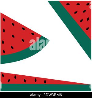 watermelon slices hand drawn simple background, poster, card template. A fun and fresh hand drawn illustration of watermelon slices Stock Vector