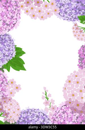 Hydrangea flower frame. Hand drawn. Not AI, vector illustration. Stock Vector