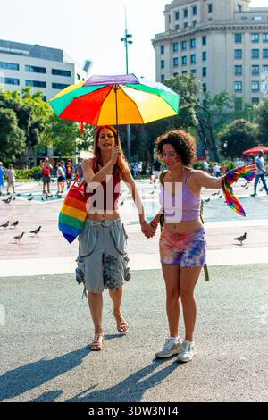 Celebrating diversity at lgbtq pride event holding hands Stock Photo