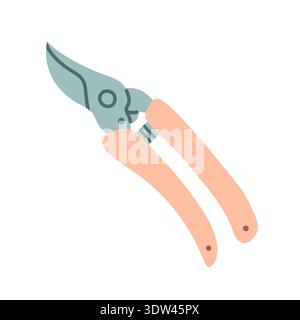 Minimalist vector pruning shears in soft pastel tones. Ideal for gardening, plant care, spring garden designs, landscaping visuals, floral tools, and Stock Vector