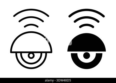 Minimalistic wireless security camera icons in black and white, perfect for technology and safety themes. Ideal for web and app design projects. Stock Vector