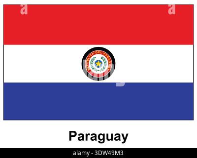 Vibrant representation of the Paraguay flag showcasing its iconic colors and national emblem. A symbol of national pride and identity displayed promin Stock Vector