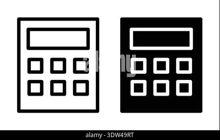 Two simple calculator icons in black and white ideal for business, educational, and digital applications. Perfect for presentations or graphic design Stock Vector