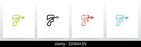 Arrow With Swoosh Lines From Letter Logo Design F Stock Vector