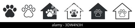 Footprints of Pet paw, dog and cat pet footprint symbol set vector illustration Stock Vector