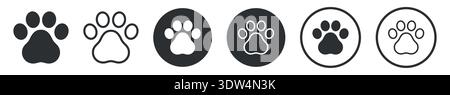 Footprints of Pet paw, dog and cat pet footprint symbol set vector illustration Stock Vector