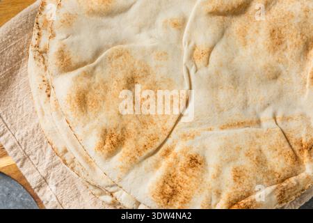 Homemade Large Pita Bread Flatbread in a Stack Stock Photo