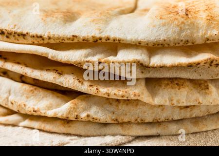 Homemade Large Pita Bread Flatbread in a Stack Stock Photo