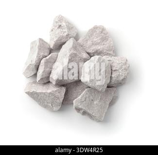 Top view of crushed  marble stones isolated on white Stock Photo