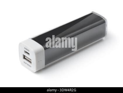 Black portable power bank isolated on white Stock Photo
