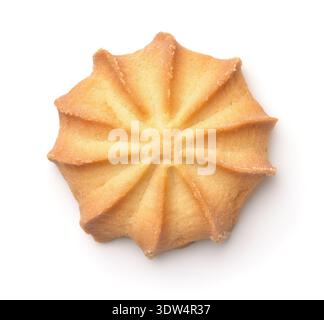 Top view of single shortbread cookie isolated on white Stock Photo