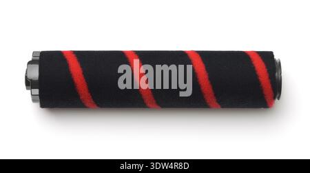 Top view of black striped paint roller replacement isolated on white Stock Photo