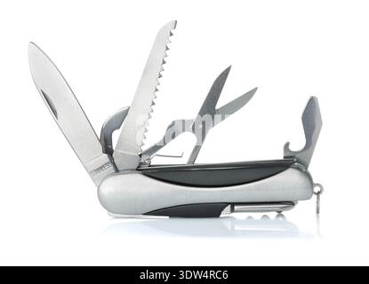 Side view of multi function pocket knife isolated on white Stock Photo