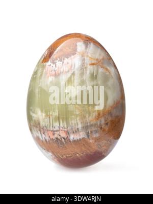 Front view of decorative banded onyx egg isolated on white Stock Photo